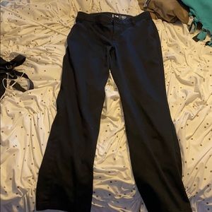 Straight leg mid rise black dress/restaurant pants